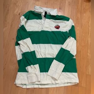 H&M Green and White Sesame Street Rugby Polo Featuring Elmo